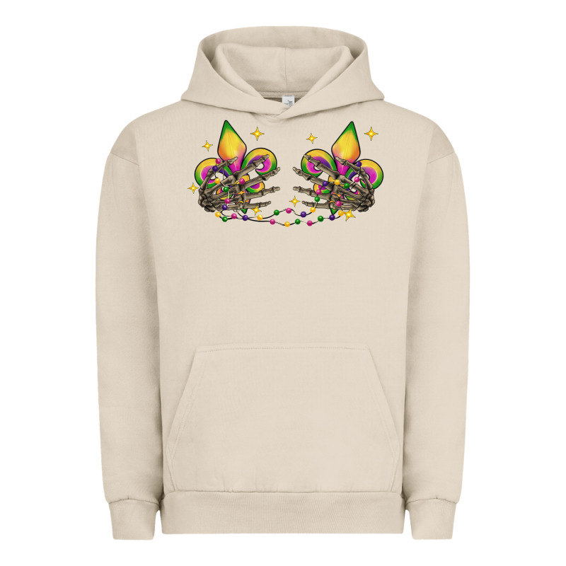 Skeleton Hands Mardi Gras Urban Hoodie by CowGirlArtShop | Teevron