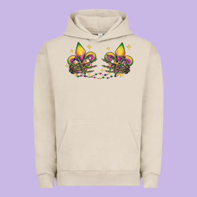 Skeleton Hands Mardi Gras Urban Hoodie Designed By Cowgirlartshop