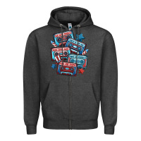 Charcoal Heather usa america cassette tapes Zipper Hoodie - MaliasSmallBusiness