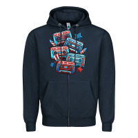 Navy usa america cassette tapes Zipper Hoodie - MaliasSmallBusiness