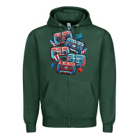Sports Green usa america cassette tapes Zipper Hoodie - MaliasSmallBusiness