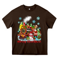 Chocolate Brown merry christmas polar express Heavy Core Tee - Zillion Design Studio