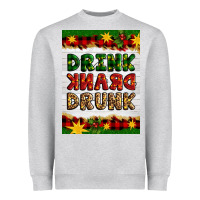 Heather Grey Christmas Drink Drank Drunk Heavyweight Sweatshirt - Artiststas