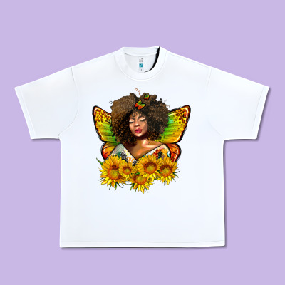 Butterfly Afro Woman Juneteenth Urban Heavy Tee Designed By Adodesignshop