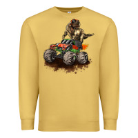 Antique Gold monster truck and t rex dinosaur Premium Sweatshirt - LillyAllenDesigns