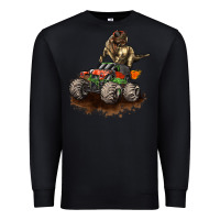 Black monster truck and t rex dinosaur Premium Sweatshirt - LillyAllenDesigns