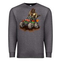 Charcoal Heather monster truck and t rex dinosaur Premium Sweatshirt - LillyAllenDesigns