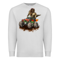 Dove Grey monster truck and t rex dinosaur Premium Sweatshirt - LillyAllenDesigns