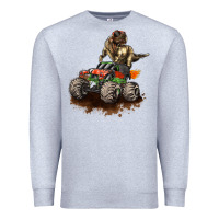 Heather Grey monster truck and t rex dinosaur Premium Sweatshirt - LillyAllenDesigns