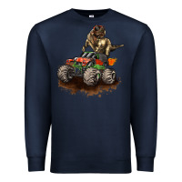 Navy monster truck and t rex dinosaur Premium Sweatshirt - LillyAllenDesigns
