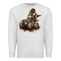 Oatmeal Heather monster truck and t rex dinosaur Premium Sweatshirt - LillyAllenDesigns