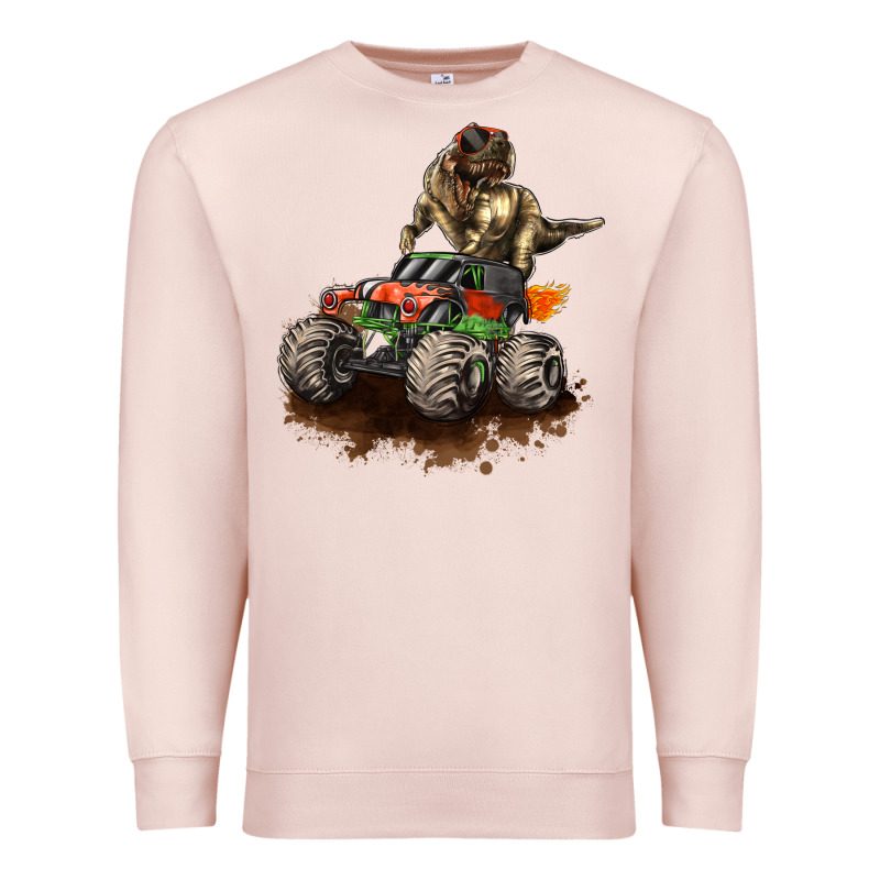 Monster Truck And T Rex Dinosaur Premium Sweatshirt by LillyAllenDesigns | Teevron