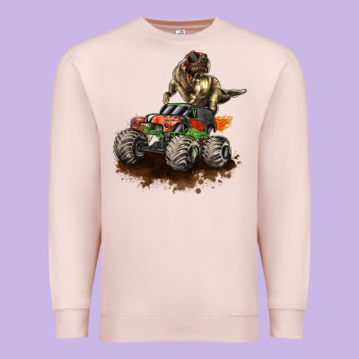 Monster Truck And T Rex Dinosaur Premium Sweatshirt Designed By Lillyallendesigns