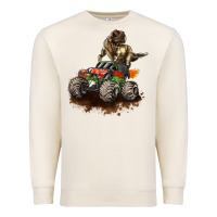 Sandshell monster truck and t rex dinosaur Premium Sweatshirt - LillyAllenDesigns