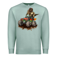 Seafoam monster truck and t rex dinosaur Premium Sweatshirt - LillyAllenDesigns