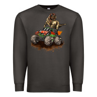 Smoke monster truck and t rex dinosaur Premium Sweatshirt - LillyAllenDesigns