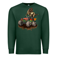 Sports Green monster truck and t rex dinosaur Premium Sweatshirt - LillyAllenDesigns