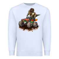 White monster truck and t rex dinosaur Premium Sweatshirt - LillyAllenDesigns