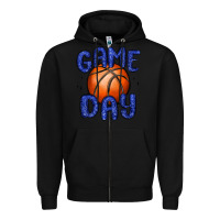 Black game day basketball Zipper Hoodie - MaliasSmallBusiness