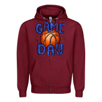 Burgundy game day basketball Zipper Hoodie - MaliasSmallBusiness
