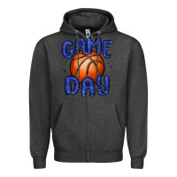 Charcoal Heather game day basketball Zipper Hoodie - MaliasSmallBusiness