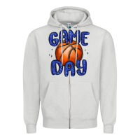 Dove Grey game day basketball Zipper Hoodie - MaliasSmallBusiness