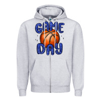 Heather Grey game day basketball Zipper Hoodie - MaliasSmallBusiness