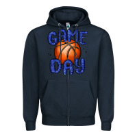 Navy game day basketball Zipper Hoodie - MaliasSmallBusiness