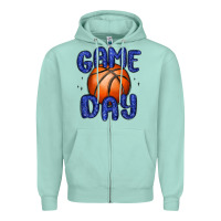 Seafoam game day basketball Zipper Hoodie - MaliasSmallBusiness