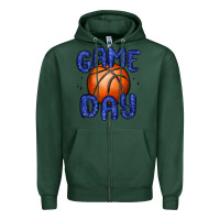 Sports Green game day basketball Zipper Hoodie - MaliasSmallBusiness