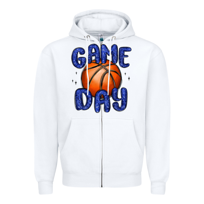 Game Day Basketball Zipper Hoodie by MaliasSmallBusiness | Teevron