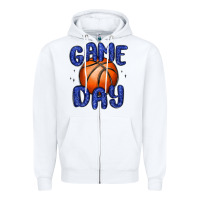White game day basketball Zipper Hoodie - MaliasSmallBusiness