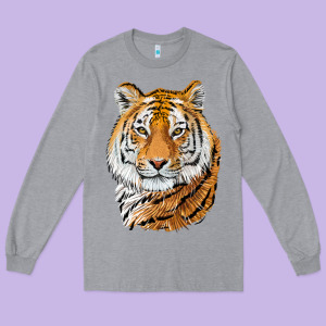Tiger Head Long Sleeve Tee Designed By Lillyallendesigns