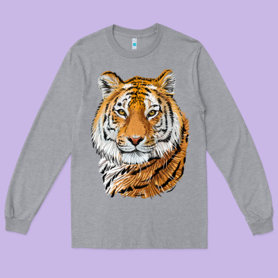 Tiger Head Long Sleeve Tee Designed By Lillyallendesigns
