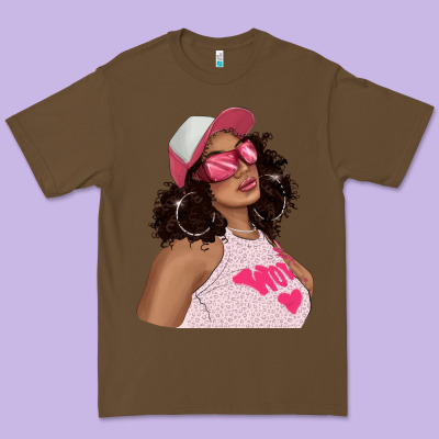 Premium Tee pink sunglasses afro black girl