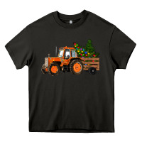 Asphalt Christmas Orange Farm Tractor Heavy Core Tee - RanaPortraitStore