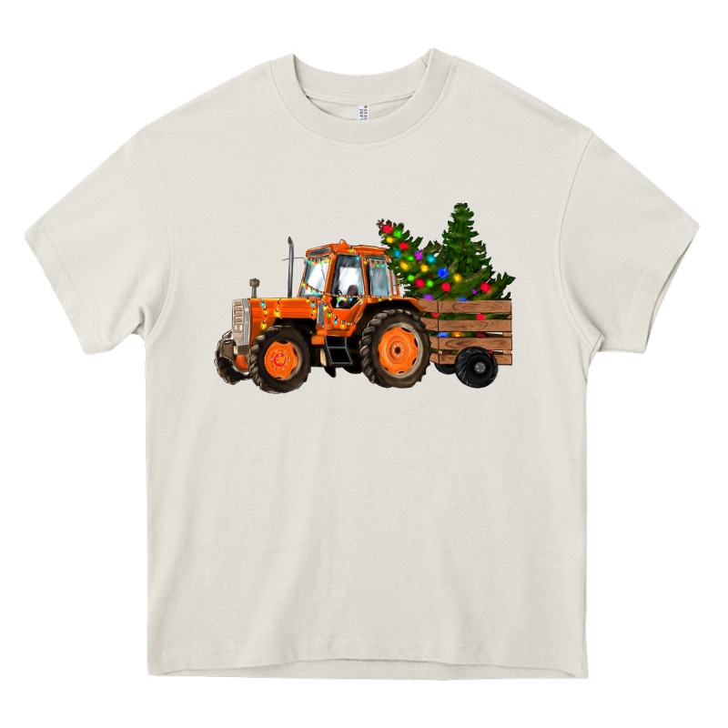 Christmas Orange Farm Tractor Heavy Core Tee by RanaPortraitStore | Teevron