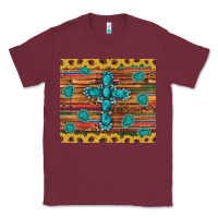 Burgundy western gemstone cross sunflowers leopard serape glitter wooden tumble Classic Tee - Artiststas