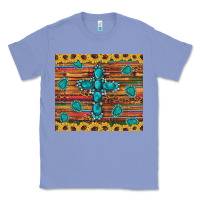Colony Blue western gemstone cross sunflowers leopard serape glitter wooden tumble Classic Tee - Artiststas