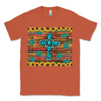 Copper western gemstone cross sunflowers leopard serape glitter wooden tumble Classic Tee - Artiststas