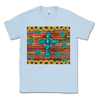 Dusty Blue western gemstone cross sunflowers leopard serape glitter wooden tumble Classic Tee - Artiststas