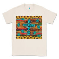 Natural western gemstone cross sunflowers leopard serape glitter wooden tumble Classic Tee - Artiststas