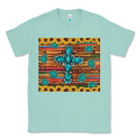 Seafoam western gemstone cross sunflowers leopard serape glitter wooden tumble Classic Tee - Artiststas