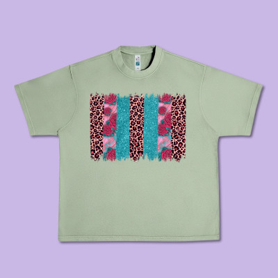 Valentines Day Leopard Rose Glitter Brush Stoke Urban Heavy Tee Designed By Jahusdesignshop