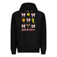 Black softball coquette bow Premium Hoodie - JahusDesignShop