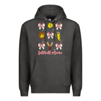 Charcoal Heather softball coquette bow Premium Hoodie - JahusDesignShop