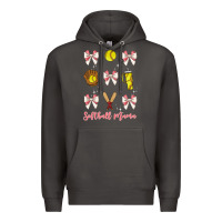 Smoke softball coquette bow Premium Hoodie - JahusDesignShop