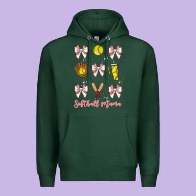 Softball Coquette Bow Premium Hoodie Designed By Jahusdesignshop