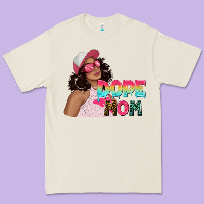 Premium Tee pink sunglasses afro black girl dope mom