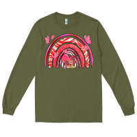 Army Green valentines day rainbow with heart Long Sleeve Tee - NancyCooperArtShop